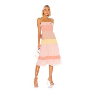 Lovers + Friends Acer Midi Dress - Pink and Yellow - Size M